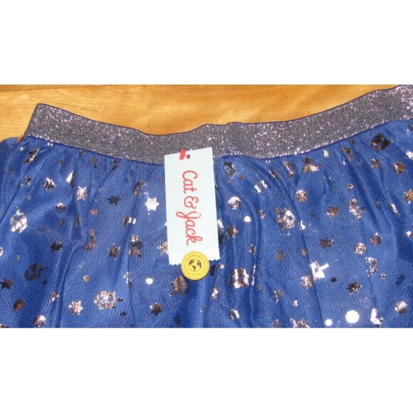 Cat & Jack Blue Tulle Hanukkah Dreidel Skirt Silver Accents Size (M 7/8) NEW - Picture 3 of 3